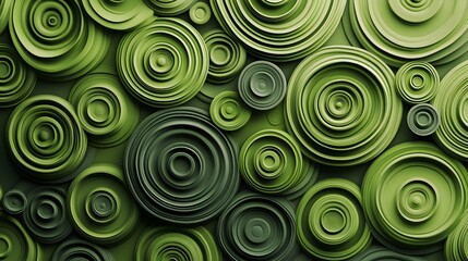 Poster - A pattern of spirals and circles in shades of green, symbolizing continuous growth and the circular economy, 4k resolution