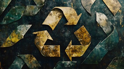 Poster - Abstract image featuring overlapping circular arrows in earthy tones, emphasizing the concept of recycling and resource renewal, 4k resolution