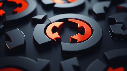 Poster - Abstract depiction of layered circles with arrows, showing the concept of material flow and recycling in a simple yet modern design, 4k resolution