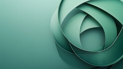 Poster - Abstract image with three layered circular arrows in gradient green tones, creating a harmonious recycling concept, 4k resolution
