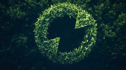 Aufkleber - Abstract pattern of green arrows blending into a circular shape, representing the cycle of life and recycling, 4k resolution