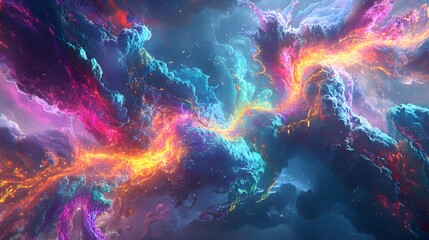 Poster - Digital art showing AI algorithm pathways with luminous edges, symbolizing courage in handling complex datasets, 4k resolution