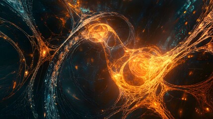 Poster - Abstract art of pulsing circuits forming a web of fearless AI connections, symbolizing boundless problem-solving ability, 4k resolution
