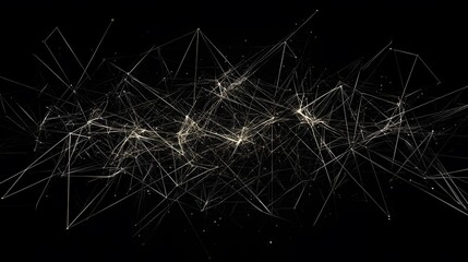 Poster - Abstract depiction of an AI algorithm as bold lines intersecting across a dark background, symbolizing fearless data handling, 4k resolution