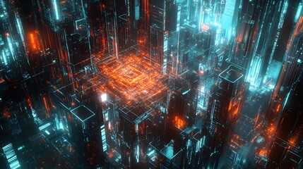 Poster - Artistic depiction of an AI algorithm as a glowing, complex structure, representing bold advancements in machine learning, 4k resolution