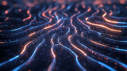 Poster - Illustration of fearless AI circuits, with dynamic patterns showing continuous adaptability and intelligence, 4k resolution