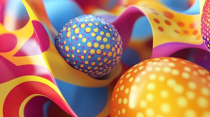 Poster - Fun abstract background with colorful, overlapping shapes and lively patterns, creating a funny, cheerful scene, 4k resolution