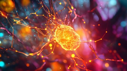 Poster - Artistic representation of an ML model with floating nodes and bright connecting lines, capturing the complexity of learning systems, 4k resolution