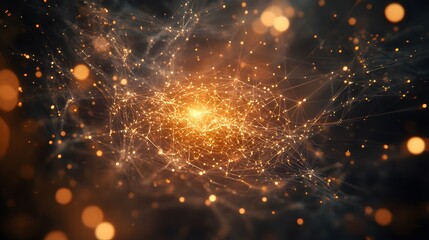 Poster - Artistic representation of an ML model with floating nodes and bright connecting lines, capturing the complexity of learning systems, 4k resolution