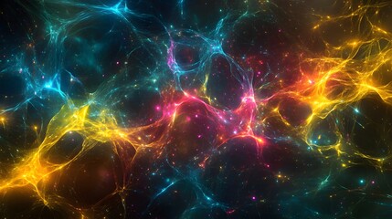 Fototapete - Artistic rendering of a neural network with glowing edges and bright intersections, symbolizing advanced computational intelligence, 4k resolution