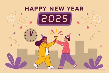 Canvas Print - Happy New Year 2025 – Vector illustration.