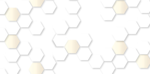 Leinwandbilder - Geometric Elegance Hexagonal Pattern Background. 3D Futuristic honeycomb technology white background with shadows. Realistic geometric Structure mesh cells texture. modern futuristic wallpaper. 