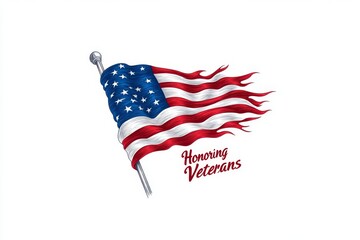 Poster - A simple line drawing of a folded flag with the words 