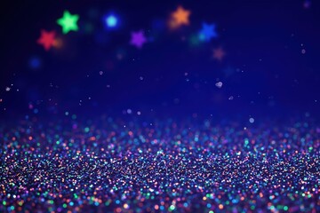 Canvas Print - sparkling colorful glitter background with glowing star bokeh for holiday and celebration designs.