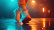 © sabyna75 - Dynamic dance step in vibrant sneakers on a stage with colorful lighting