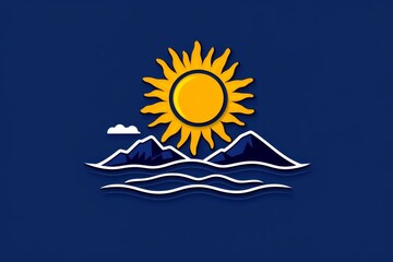 Poster - Minimalist icon of a sun rising over a horizon, symbolizing the start of a new day as a wake-up call