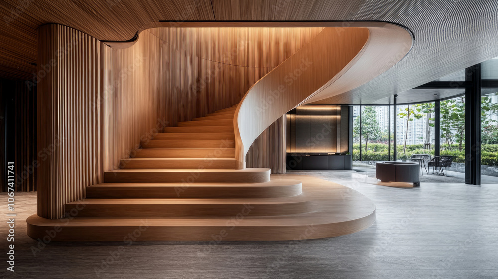 Ash wood stairs add a touch of elegance to this contemporary home. The ...