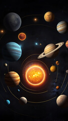 Digital illustration of the solar system