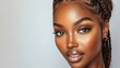© A4719 - Stunning Closeup Portrait of a Young Black Woman with Braids and Makeup