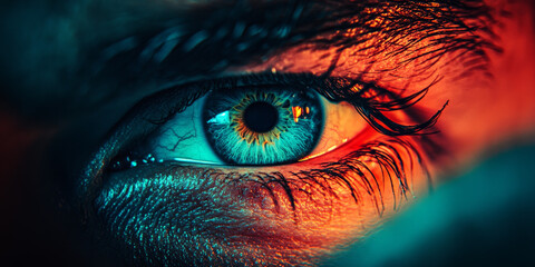 Canvas Print - Close-up of a blue eye with vibrant colors.