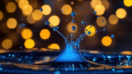 Poster - Water Splash with Colorful Bokeh Background