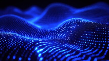 Poster - Abstract Blue Wave Pattern of Dots and Light