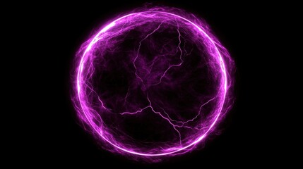 Poster - Vibrant Purple Energetic Lightning Sphere Background