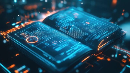 Poster - Futuristic Digital Book with Data Visualizations