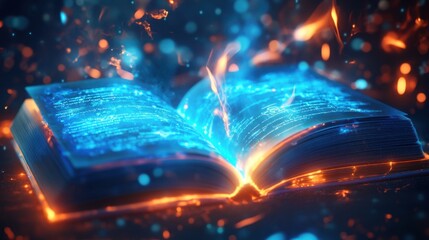Poster - glowing book with sparkling energy effects