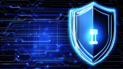 Poster - Digital Secure Shield with Technology Background