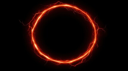 Poster - Glowing Red Electric Ring on Black Background