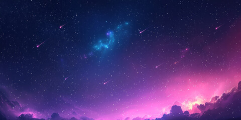 Wall Mural - space meteorites flying across the starry sky.