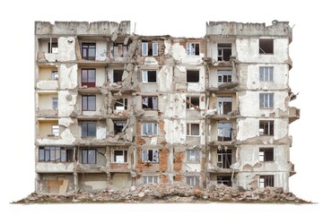 Wall Mural - Apartment destroyed building architecture urban city.