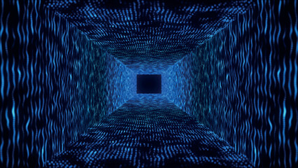Poster - Colored tunnel background. Abstract techno digital background. Corridor. Data flow information. Digital communication concept. Wormhole. 3d vector illustration.