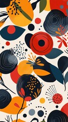 Poster - Colorful abstract organic shapes and dots creating a modern artistic pattern