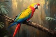 © Vesna - vibrantly colored greenwinged macaw perched gracefully on a branch surrounded by rich green foliage showcasing its exotic feathers and lively personality in a tropical rainforest setting