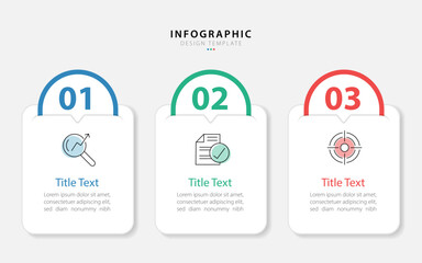 Fototapete - Business infographic template. 3 Step timeline journey. Process diagram, 3 options on white background, Infograph elements vector illustration.