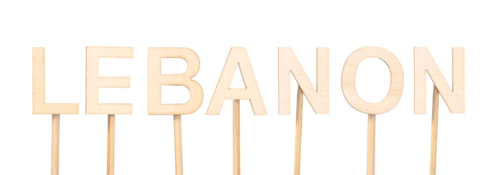 Rustic wooden letters creating the word lebanon. Country in the Middle East