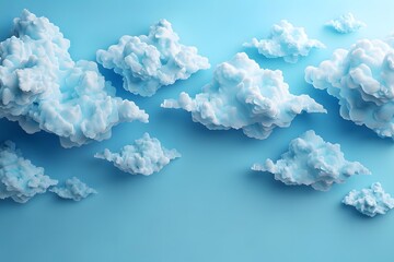 Canvas Print - Dreamy Blue Clouds on a Soft Sky Background