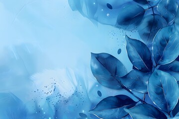 Wall Mural - Serene Blue Leaves on a Soft Background