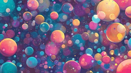 Poster - Colorful bubbles floating and creating a festive atmosphere