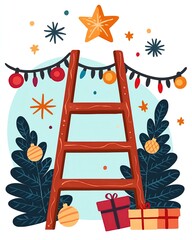 Wall Mural - Ladder decorated for festive celebrations story concept meaning design celebration festive mood