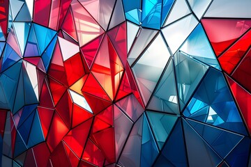 Poster - Vibrant Geometric Glass Mosaic in Red and Blue Tones