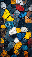 Aufkleber - A striking arrangement of various colorful stones creates a vivid mosaic, highlighting beautiful textures in distinct shapes