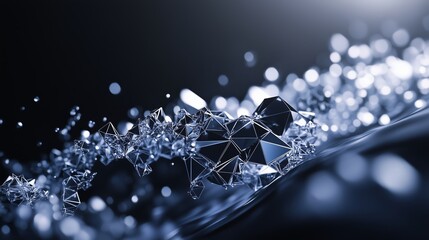 Poster - Abstract geometric shapes and reflections creating a mesmerizing effect on water surface in a dark environment