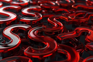 Poster - Glossy Red Question Marks on a Dark Surface