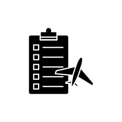 Itinerary icon Black and white outline vector