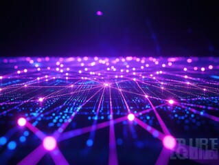Poster - Blue Glowing Network Background with Connecting Dots