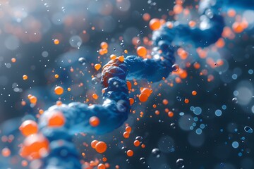 Poster - Abstract Representation of a DNA Helix with Colorful Particles