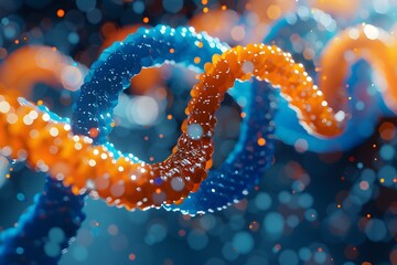 Poster - Vibrant Representation of DNA Helix with Colorful Molecular Structures